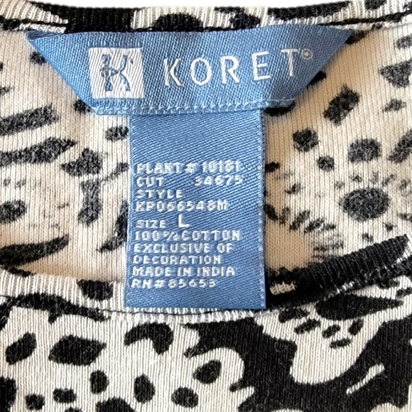 Koret Black Floral Knit Top 100% Cotton Shell & Sequin Detail Sz L LS NEW - Picture 4 of 6